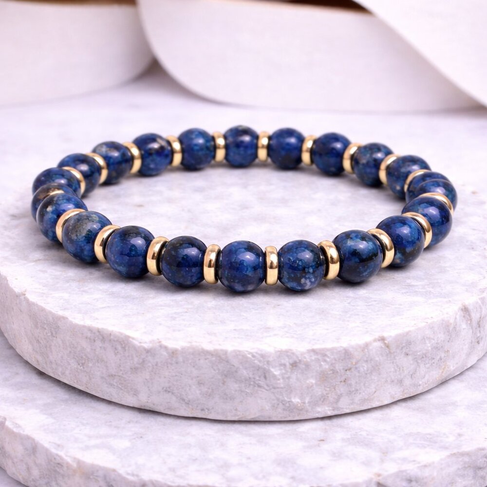 Blue Jasper Stone 8mm Beads Stretch Bracelet Crystal Healing Jewelry
